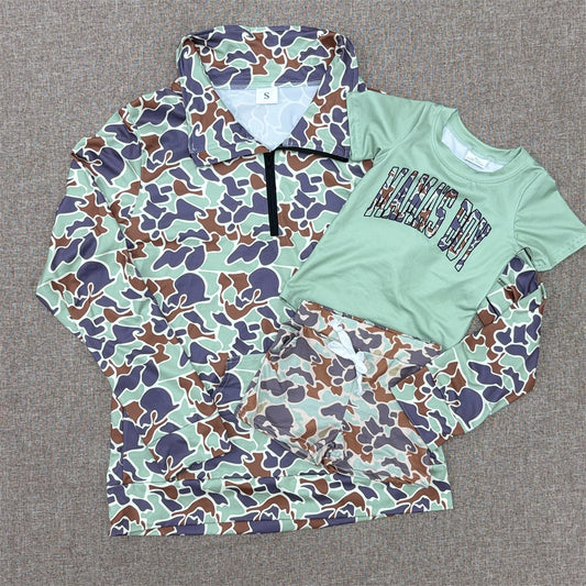 Mommy and Me Camo Pullover Top and kids Shorts Set
