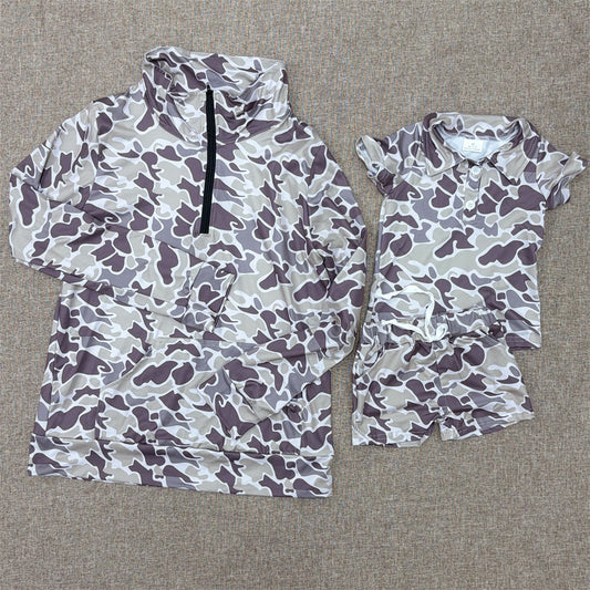 Mommy and Me Old School Camo  Pullover Top and Shorts Set