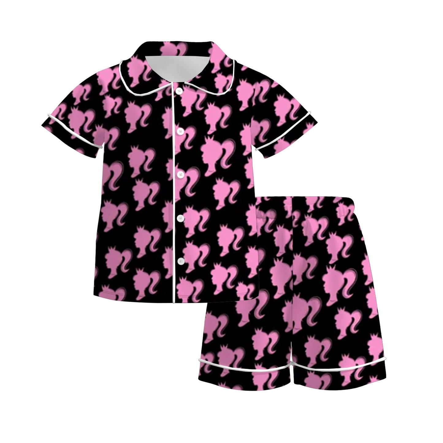 Baby Girls Doll Black Pink Buttons Shirt Shorts Pajamas Clothing Sets Preorder 3 MOQ