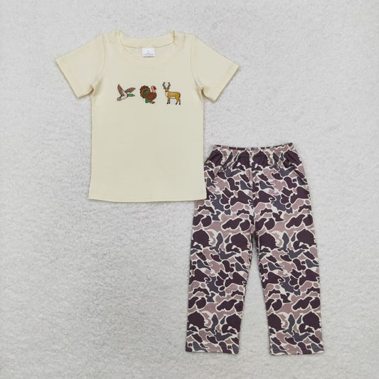 BSPO0445 Baby Boys Duck Turkey Deer Top Camo Pants Clothes Sets