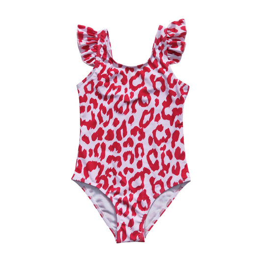 S0155 Baby Girls Pink Leopard Swimsuit One-piece