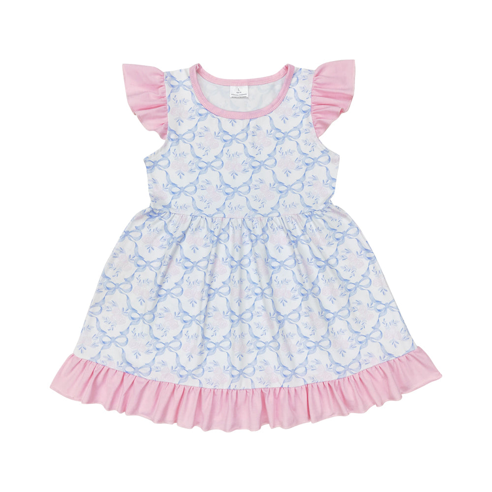 Sumemr Baby Girls Pink Flower Bow Dress