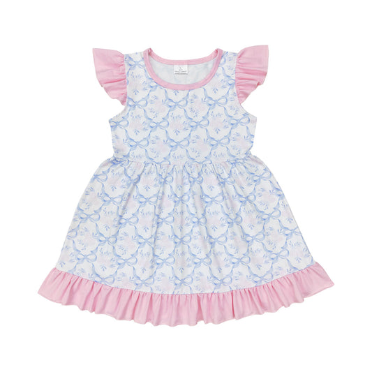 Sumemr Baby Girls Pink Flower Bow Dress