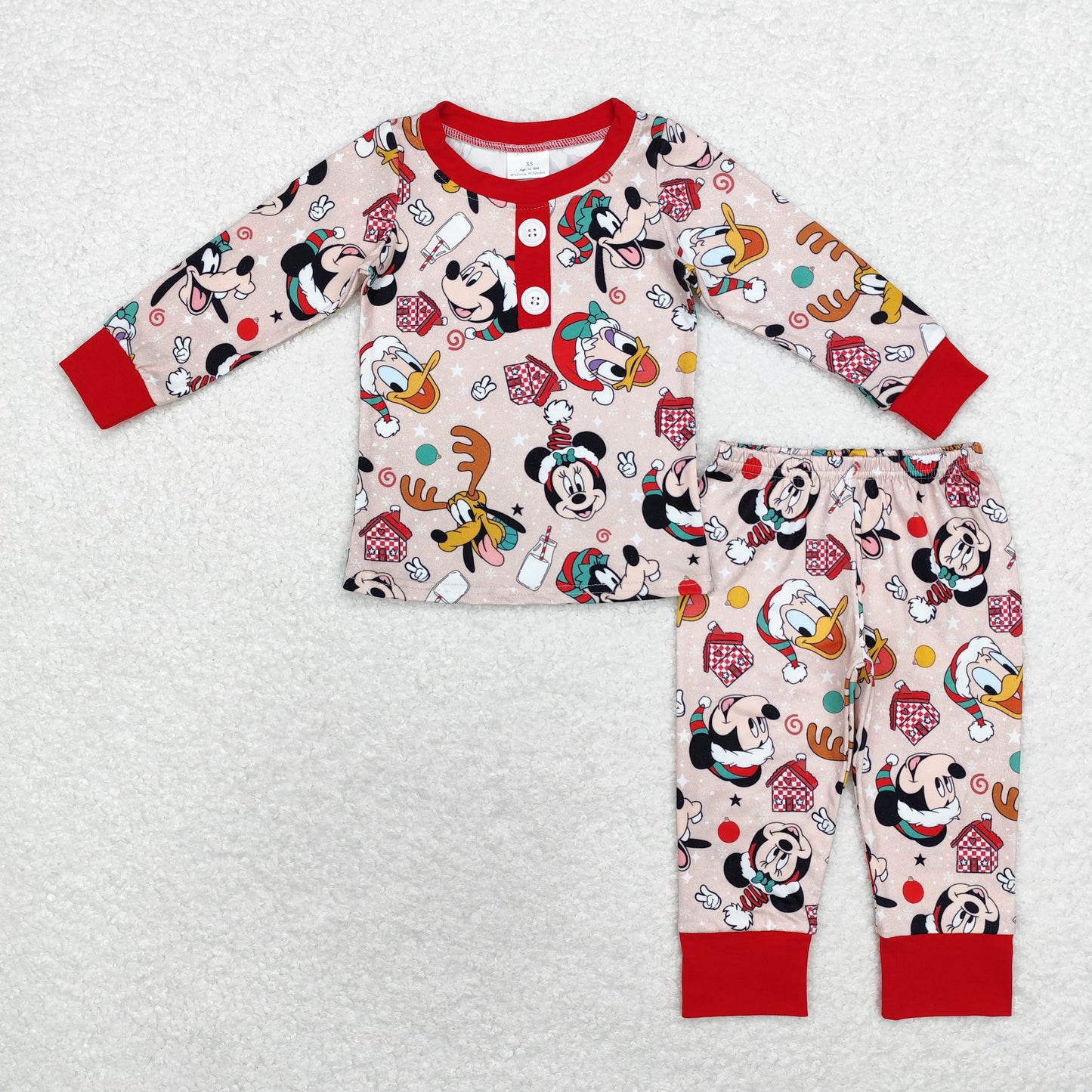 BLP0650 Baby Boys Christmas Cartoon Mouse Long Sleeve Pajama Set