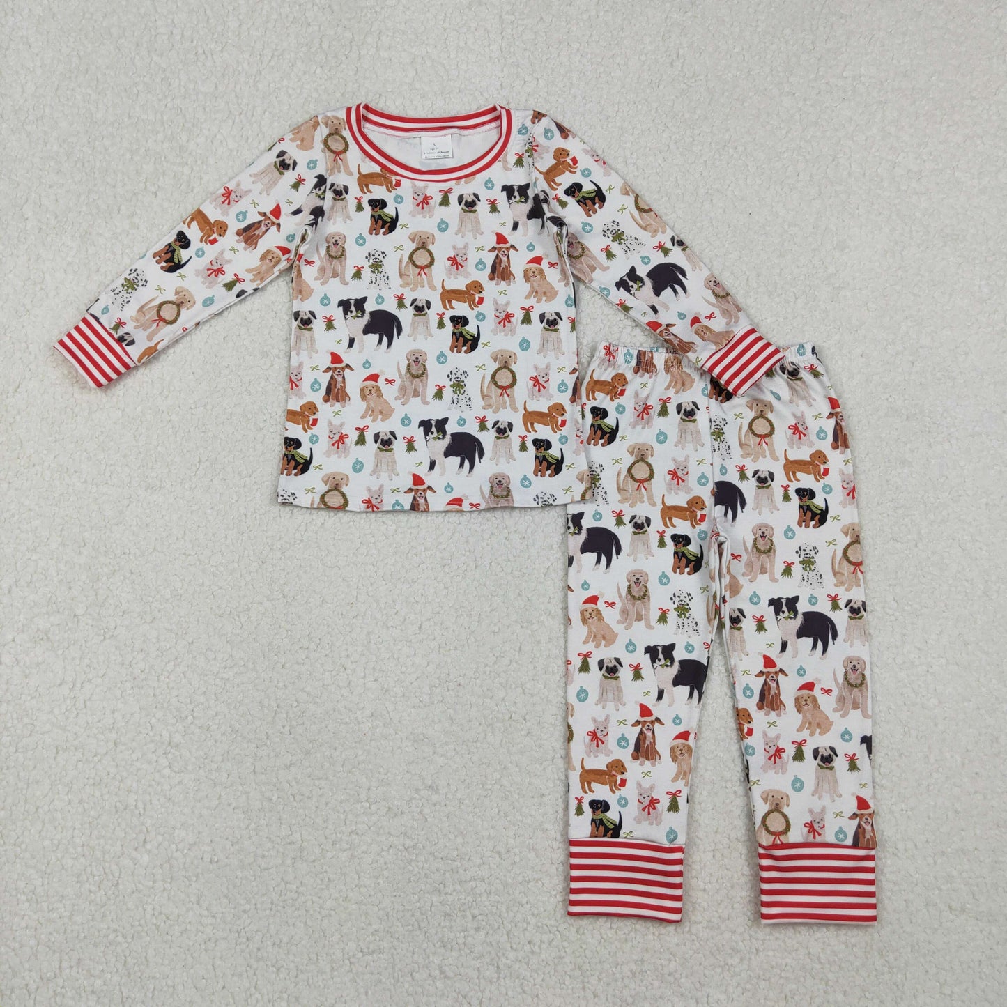 GLP2193 Baby Girls  Valentines Dogs  Long Sleeve Pajamas Set