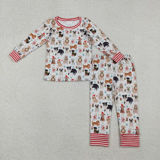 GLP2193 Baby Girls  Valentines Dogs  Long Sleeve Pajamas Set