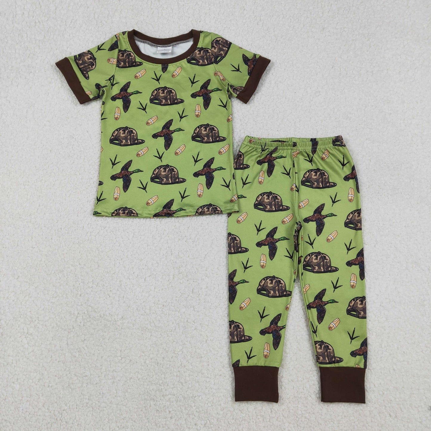 Baby Boys Hunting Camo Duck Short Sleeve Top With Pants Set