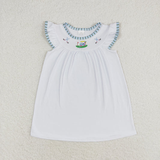Kids Girls Embroidery Golf Smocked Dress