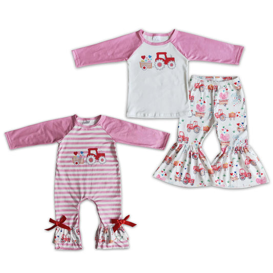 Baby Girls Sibling Valentine's Day Heart Truck Set and Romper On Sale