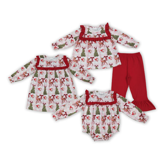 Sibling Toddler Girls Christmas Tree Santa Clothing