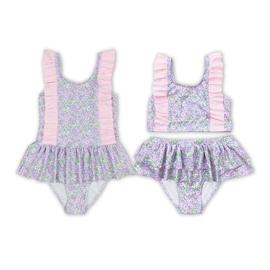 Baby Girls Sister Floral Swimsuit Summer Beach Wear