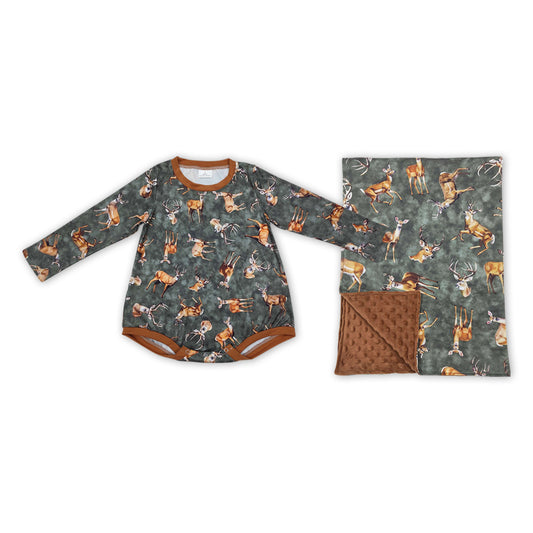 Baby Boys Hutning Deer Long Sleeve Romper and Blanket