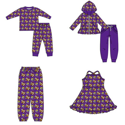 Preorder 5 MOQ Kids Sport Football Team  LSU Tiger Matching Clothing