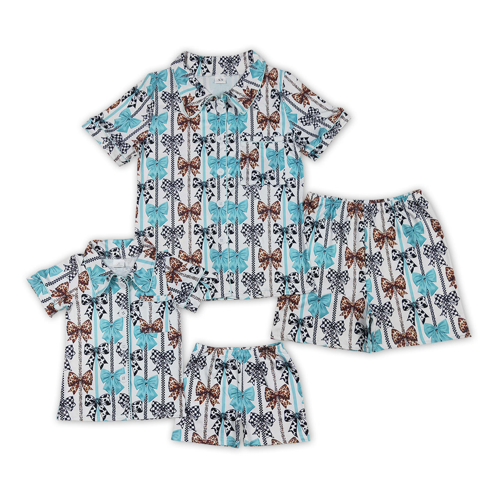 Mommy and Me Western Cow Bow Shorts Pajama Set