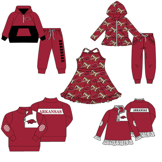 Preorder 5 MOQ Kids Sport Football Team  Arkansas Matching Clothing