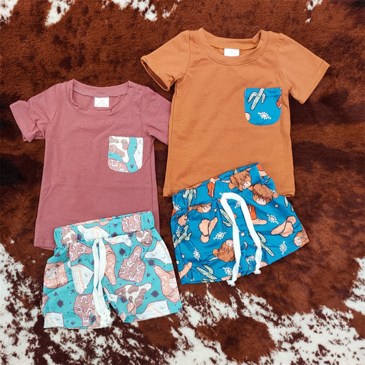 Toddler Baby Boys Summer Western Shorts Set