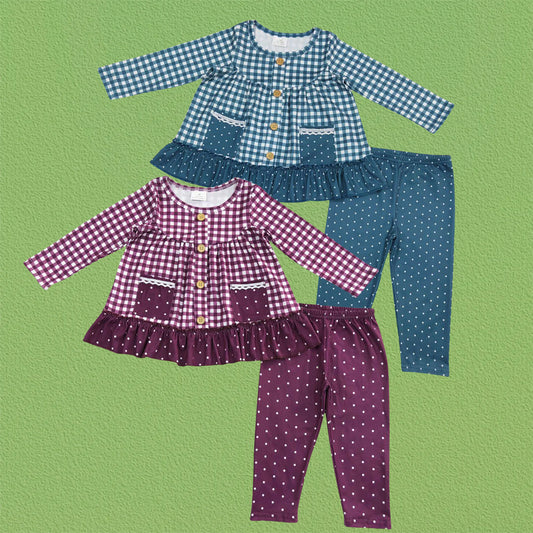 Sibling Baby Girls Vintage Gingham Tunic Top With Leggings Set