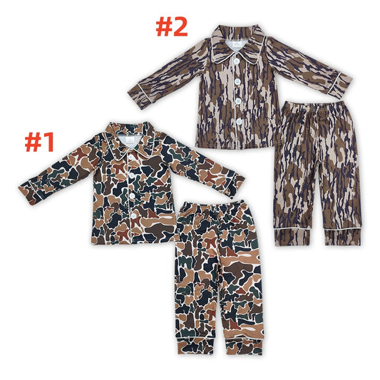 Baby Boys Brother Camo Long Sleeve Button-up Pajama Set