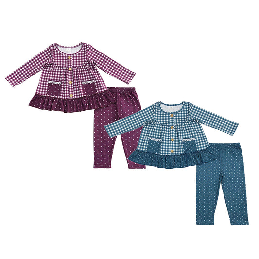 Baby Girls Sister Gingham Long Sleeve Tunic Top Dot Legging Set