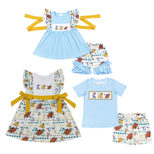 Summer Sibling Catoon Lion Clothes