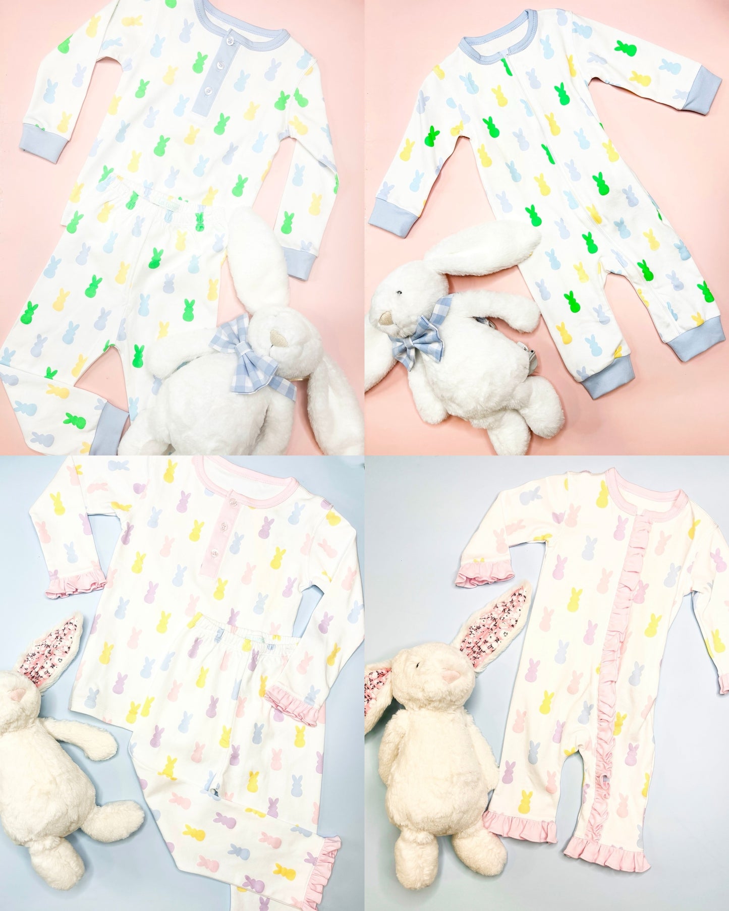 Toddler Baby Sibling Easter Cute Bunny Pajama Clothing