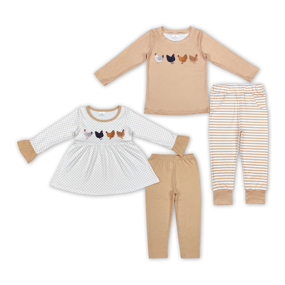 Baby Girls Boys Fall Chicken Farm Sibling  Clothes Sets