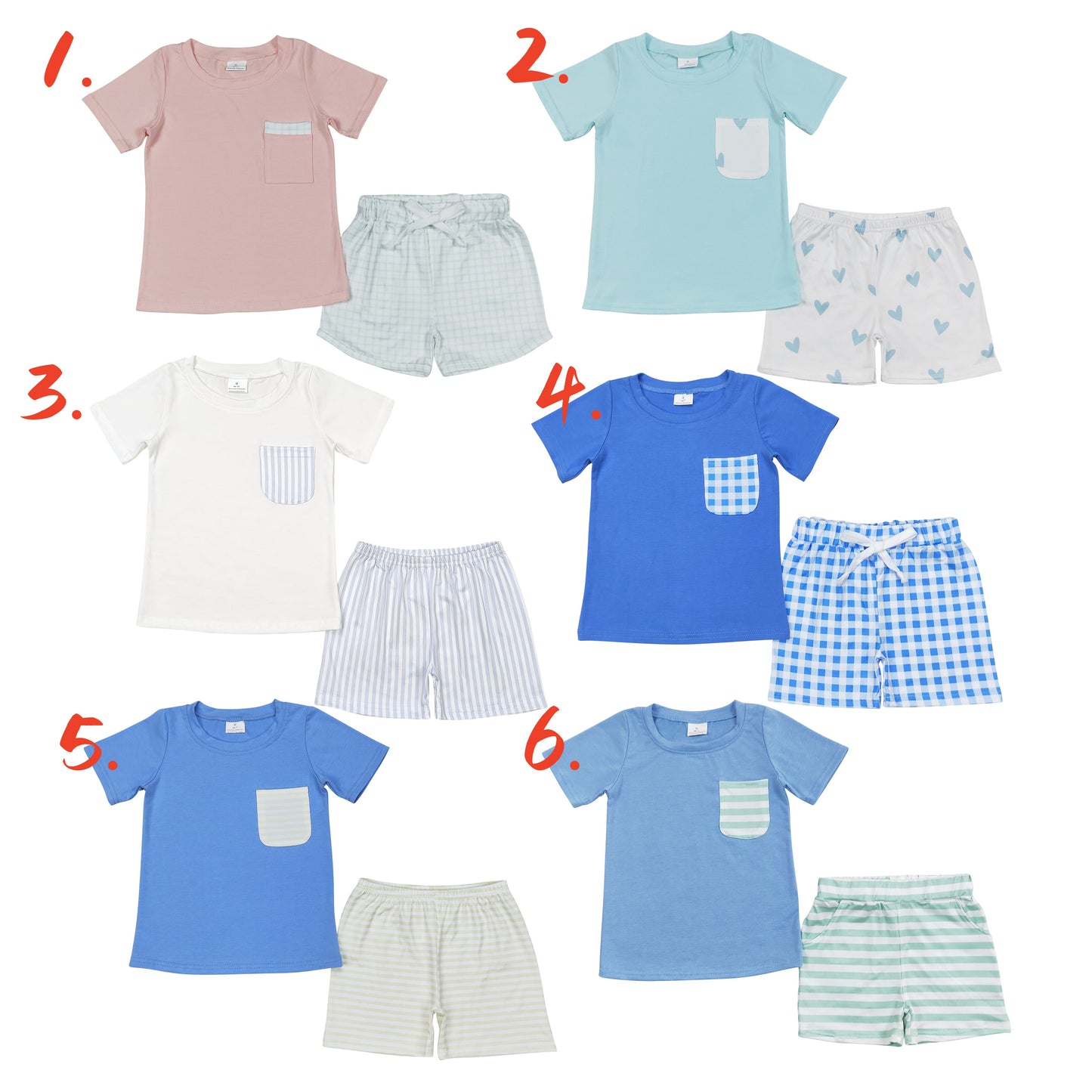 Toddler Baby Boys Sibling Summer Shorts Outfit With Pocket