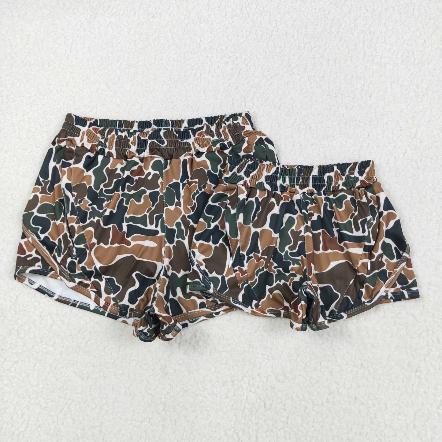 Mommy and Me Active Summer Wear Brown Camo Yoga Shorts