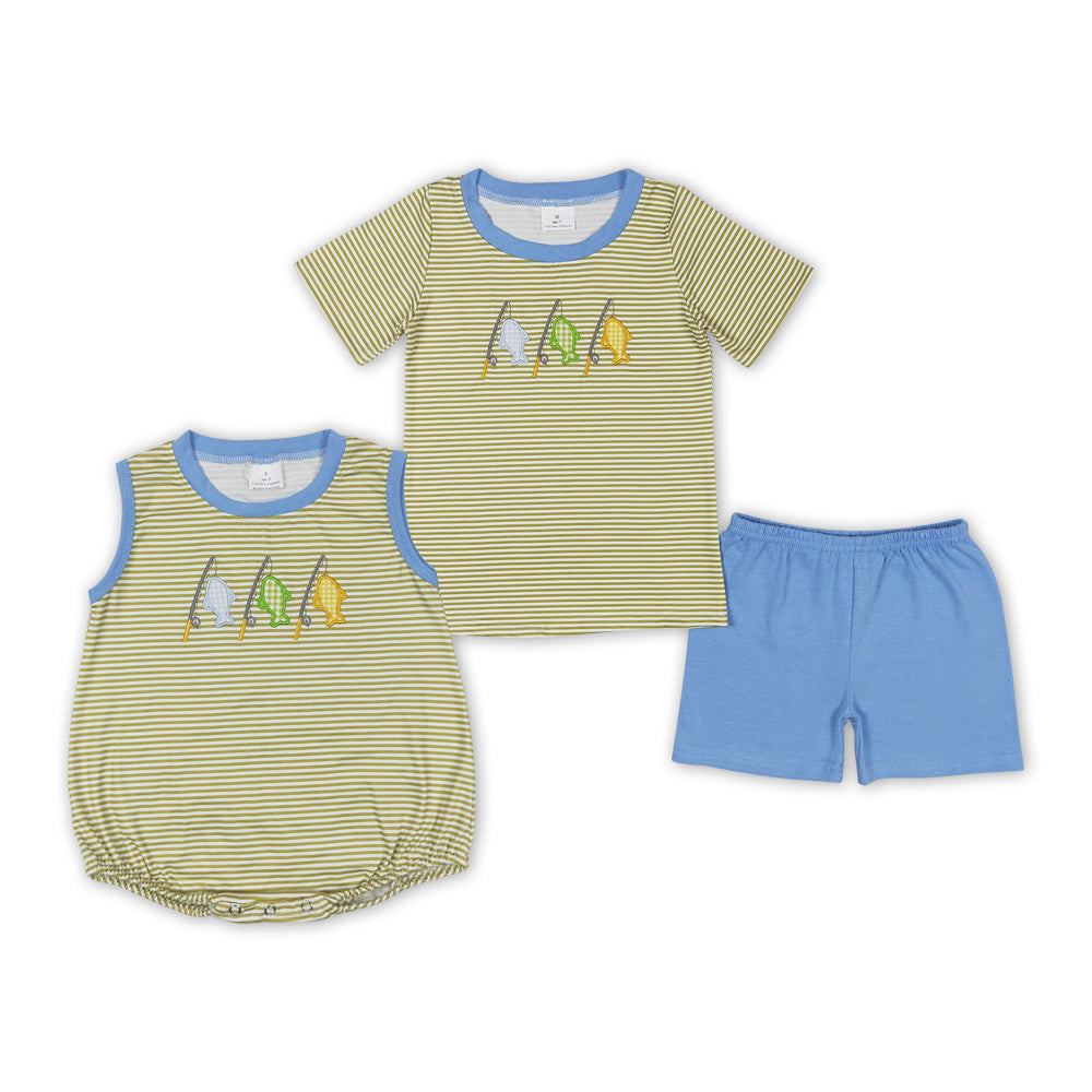 Toddler Baby Boys Fishing Sibling Summer Outfit and Romper