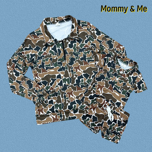 Mommy and Me Camo  Pullover Top and Shorts Set