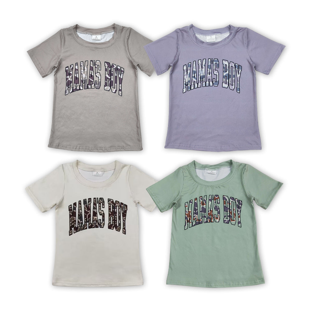 Summer Sibling  Boys Clothing Mama's Boy Camo Short Sleeve T-shirt Top