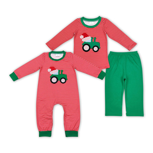 Baby Sibling Boys Christmas Truck Outfit and Romper