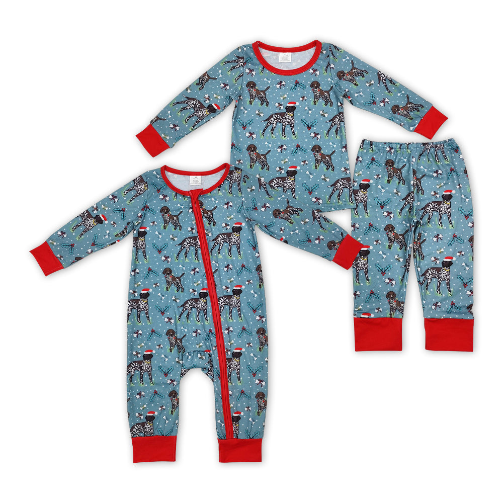 Baby Boys Brother Christmas Dog Bamboo Pajama set +Romper