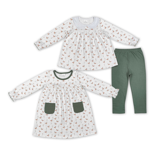 Baby Girls Sister Mallard Green Legging Set and Dress