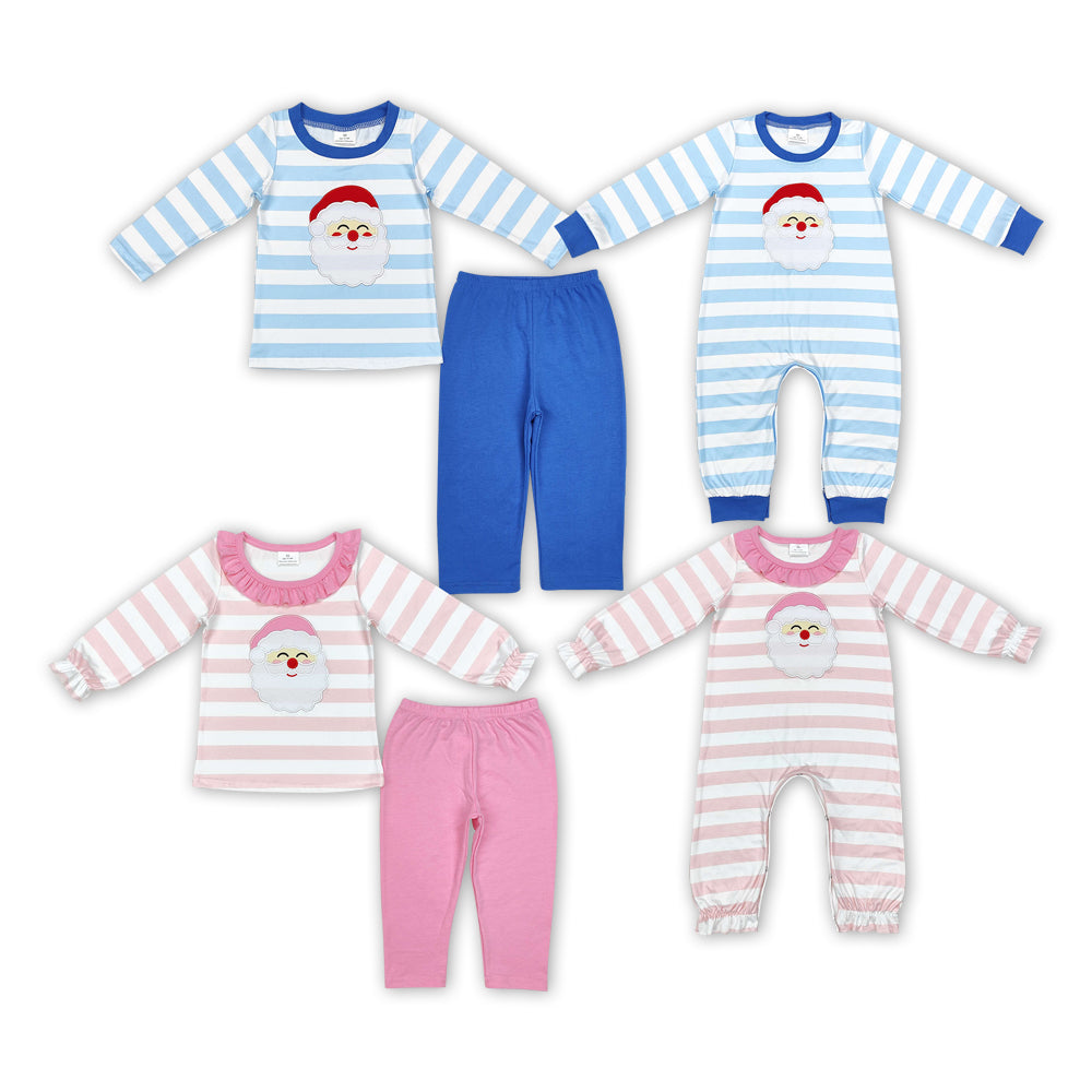 Baby Girls Boys Sibling Christmas Santa Striped Outfit and Romper