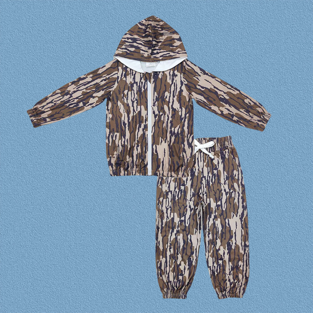 Baby Boys or Girls Camo Pocket Hooded Jacket Jogger Clothes Set