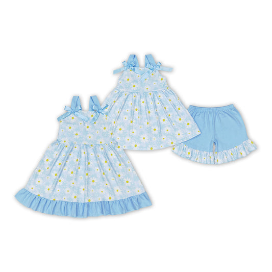 Baby Girls Sibling Summer Daisy Flower Outfit and Romper