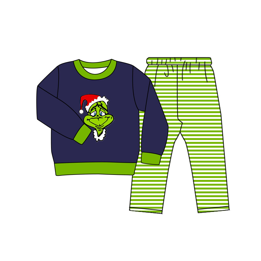 Baby Boys Christmas  Green Face Outfit Pre-order 3 MOQ