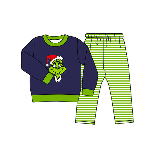 Baby Boys Christmas  Green Face Outfit Pre-order 3 MOQ