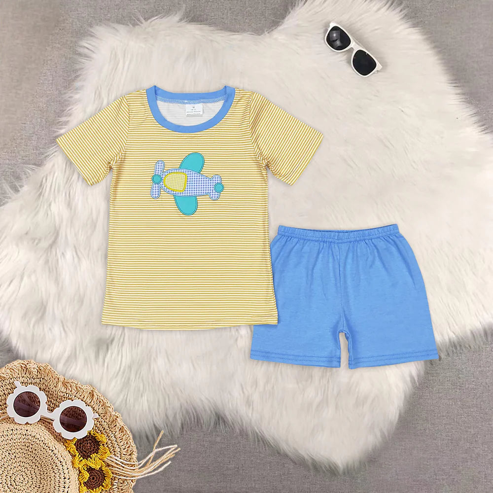Baby Boys Sibling Brother Embroidery Aircraft Clothing
