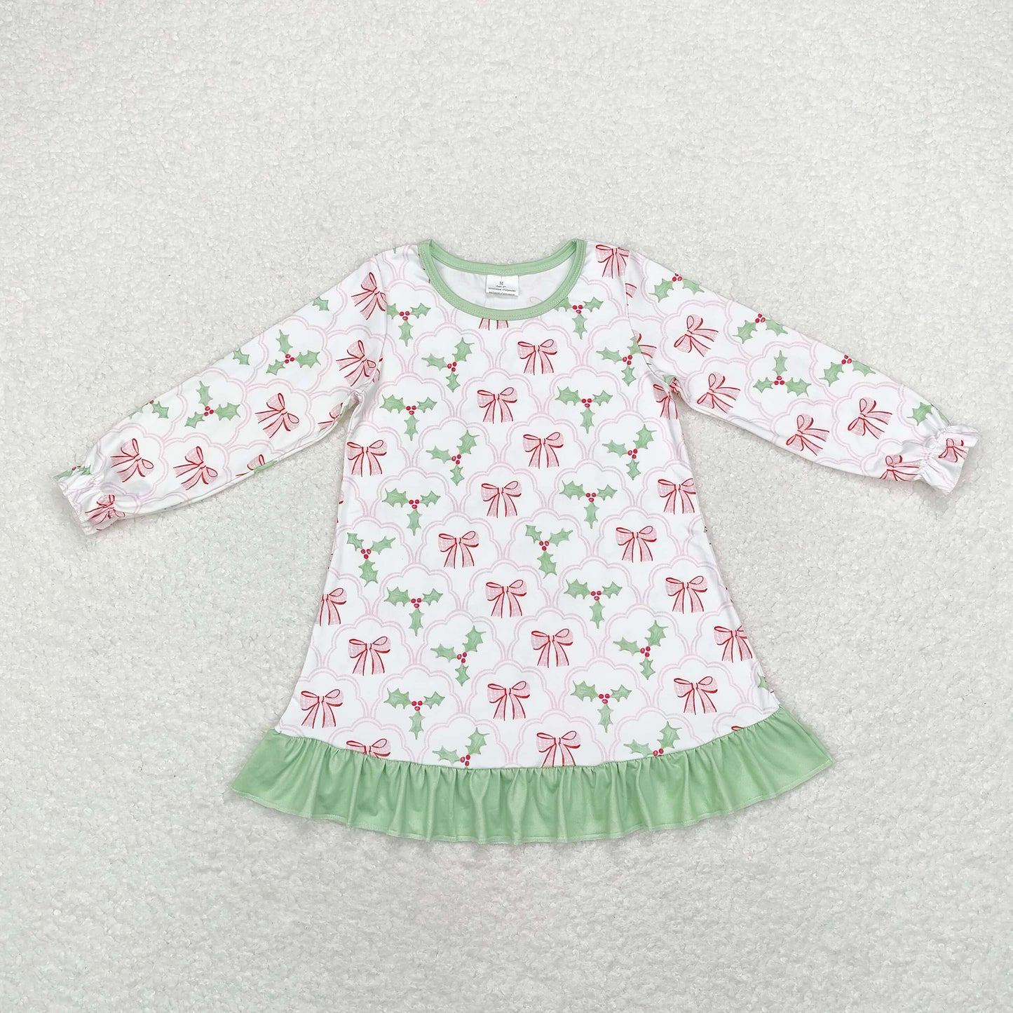 Baby Girls Christmas Holly Long Sleeve Dress