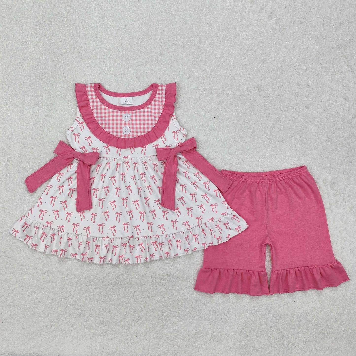 Baby Girls Pink Bow Shorts Set