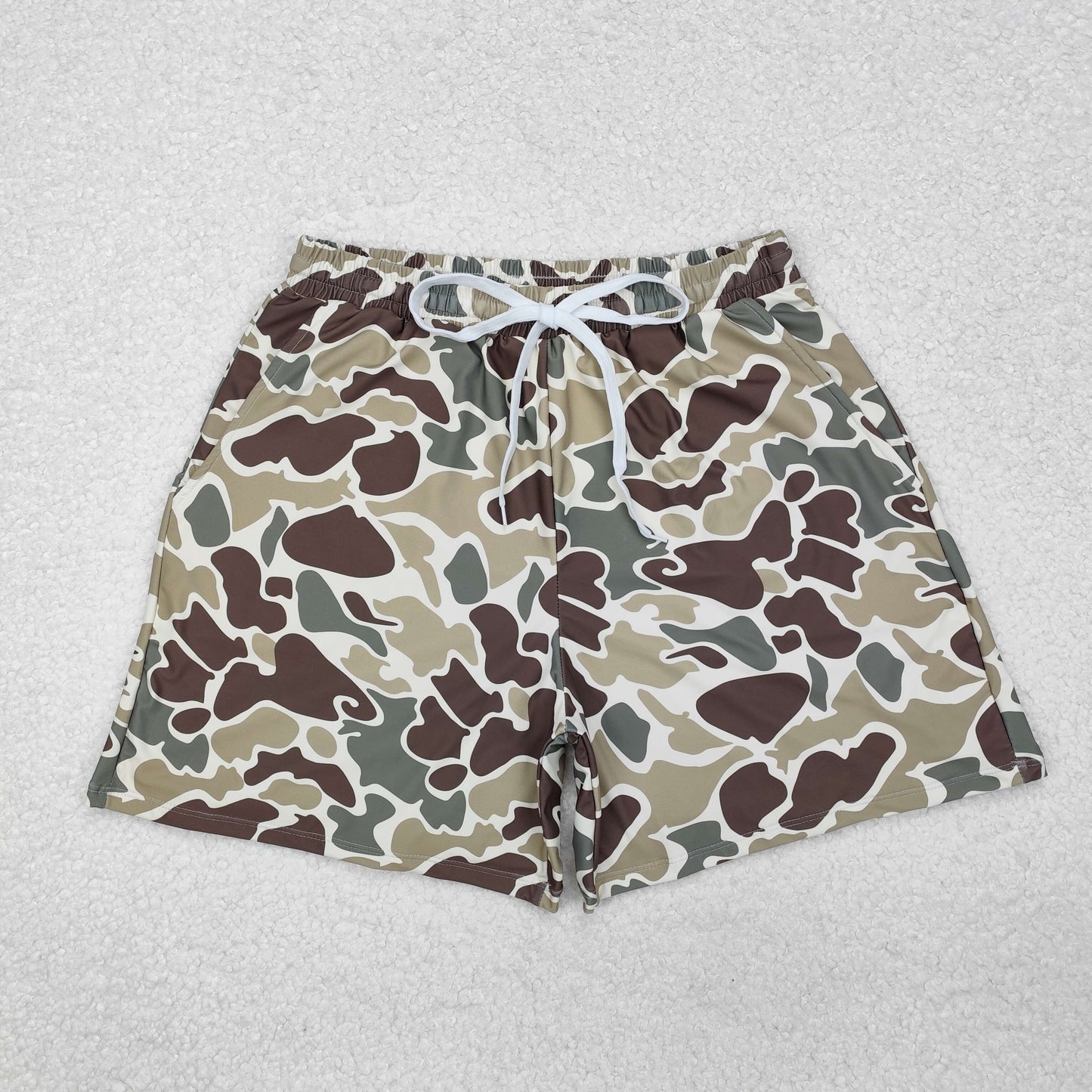 Sibling Adult Baby Kids Western Khaki Brown Camo Swimming Trunks Swimsuits