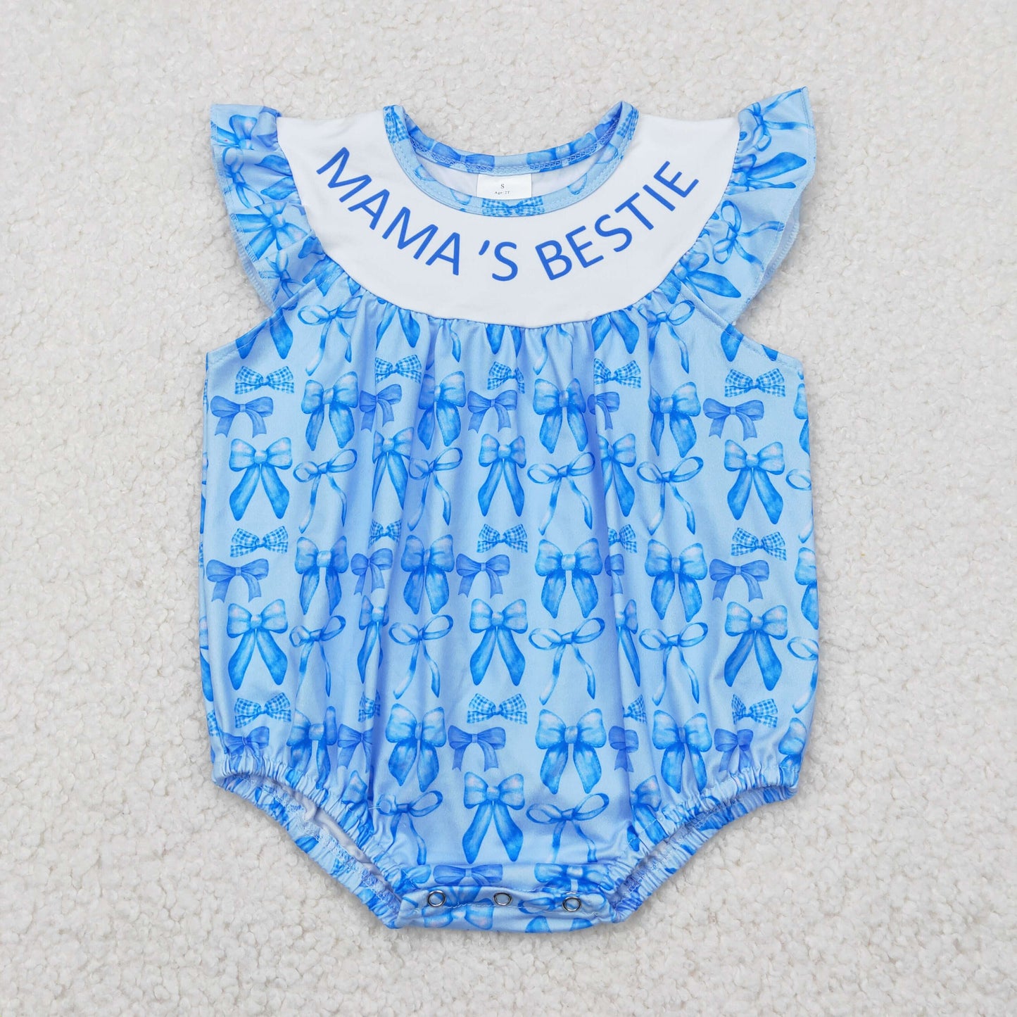 SR3039 Mama's Bestie Blue Bow Romper