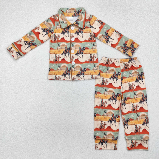 Baby Western Cowboy Rodeo Button Pajama Set