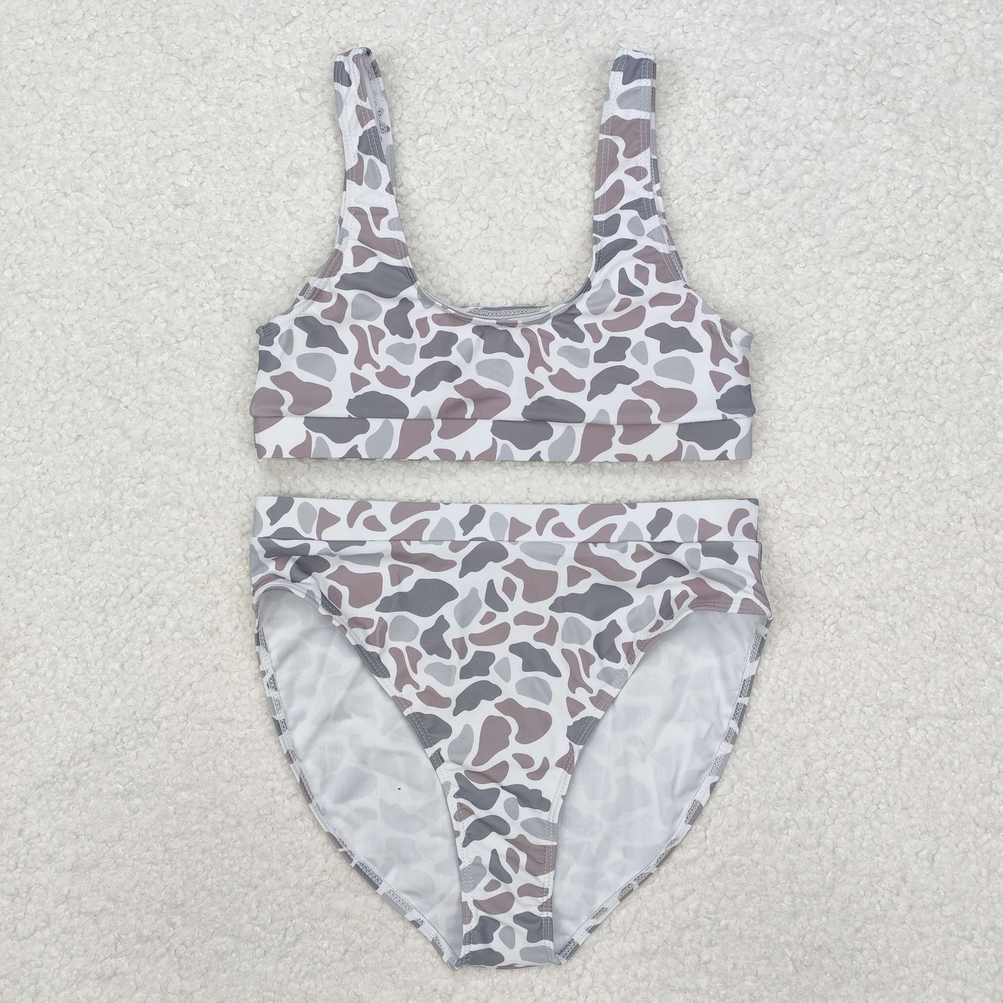 Sibling Baby Kids Adult Women Gray Camo Swimsuit Shorts