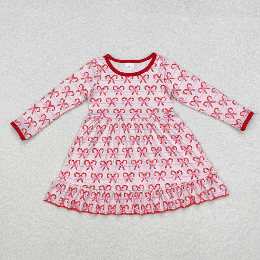 Baby Girls Christmas Candy Cane Long Sleeve Dress