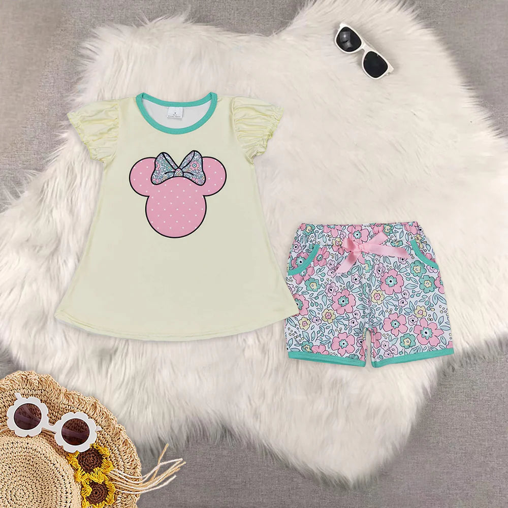 Sibling Baby Summer Cartoon Mouse Shorts Set Romper
