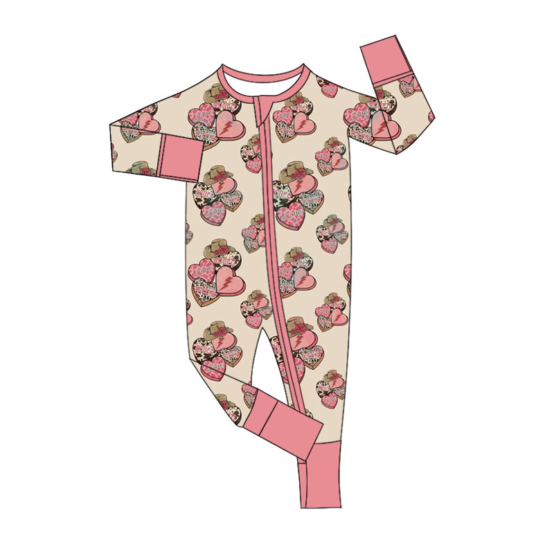 Baby Girls Zipper Romper Valentine's Day Western 5 MOQ Preorder