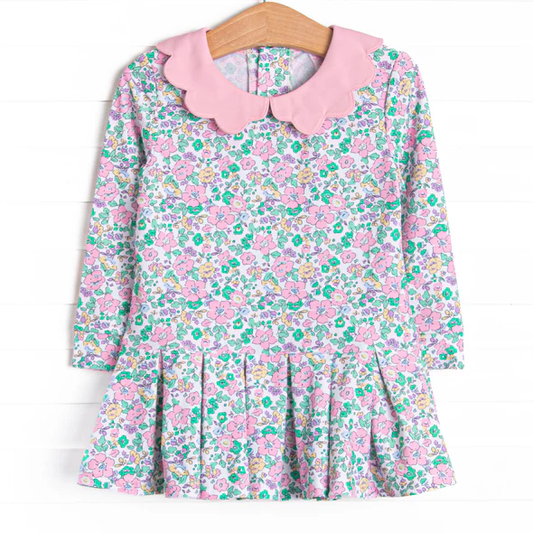 Preorder 5 MOQ Baby Girls Long Sleeve Backhand Blooms Tennis Dress